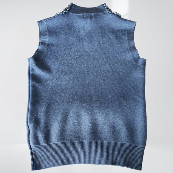Blue Sleeveless Beaded Sweater NWT - Picture 2 of 3